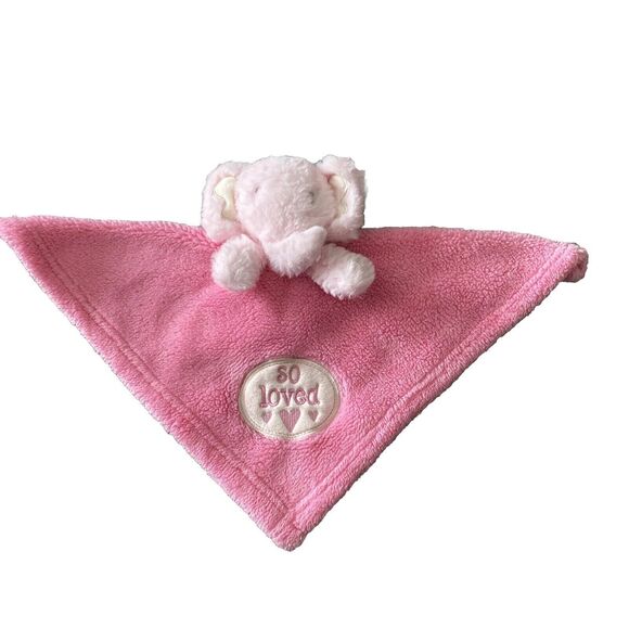 Baby Gear Pink Elephant SO LOVED Plush Lovey Security Blanket Toy 13” - Picture 1 of 8
